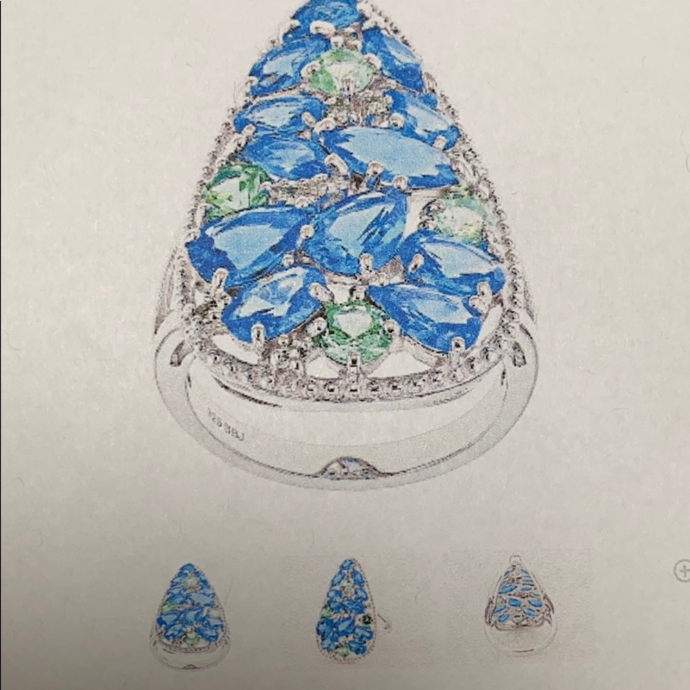 Lab Created Blue Spinel & Green Spinel Ring - Picture 10 of 12